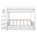 Full Size Wood Convertible Bunk Bed with Storage Staircase, Bedside Table, and 3 Drawers Gray | Just Better Bunk Beds - View 25