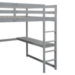 Full Size Wood Loft Bed with Built-in Wardrobe, Desk, and Storage, Gray | Just Better Bunk Beds - View 13