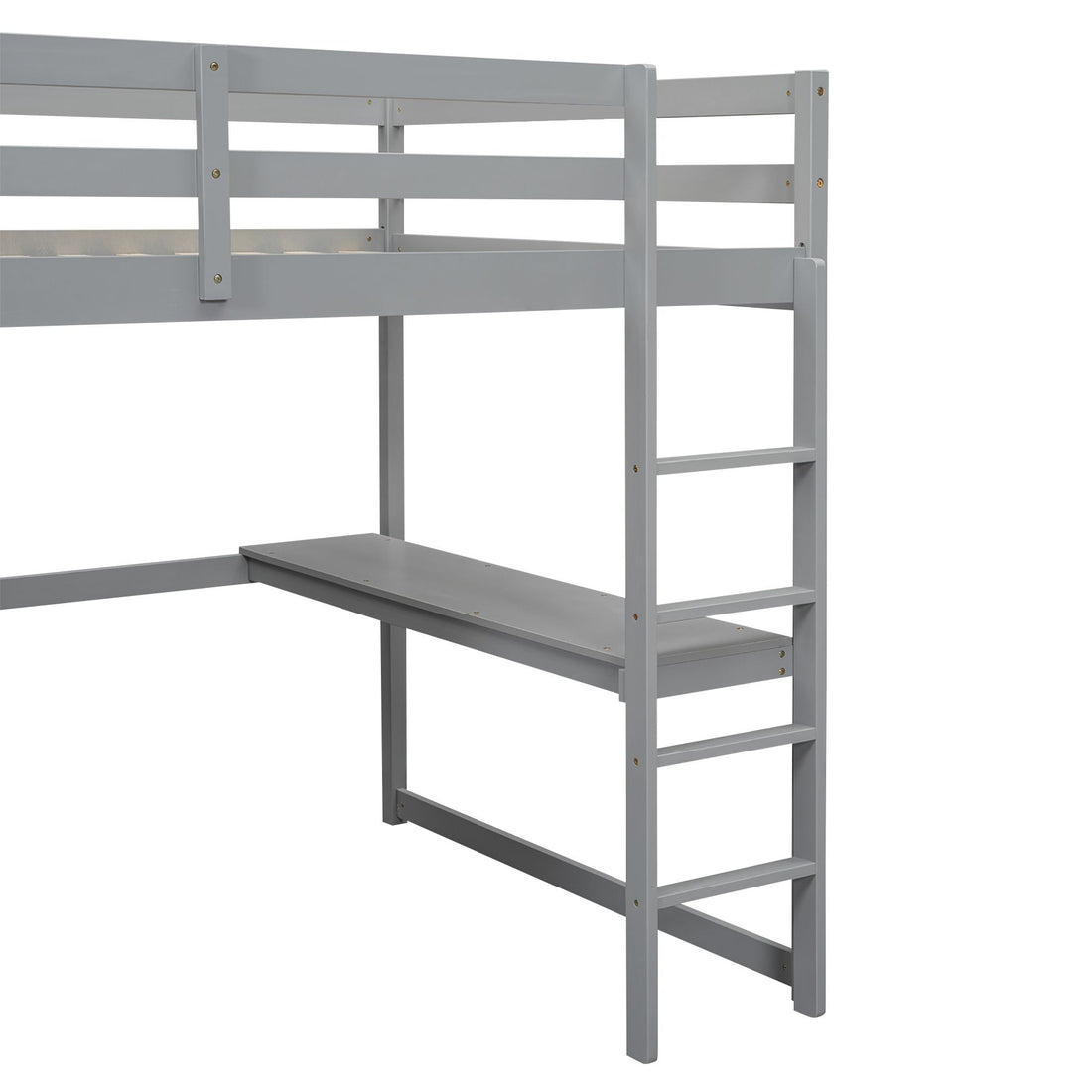 Full Size Wood Loft Bed with Built-in Wardrobe, Desk, and Storage, Gray | Just Better Bunk Beds - View 13