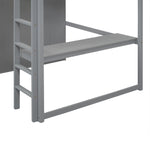Full Size Wood Loft Bed with Built-in Wardrobe, Desk, and Storage, Gray | Just Better Bunk Beds - View 9