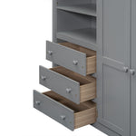 Full Size Wood Loft Bed with Built-in Wardrobe, Desk, and Storage, Gray | Just Better Bunk Beds - View 12