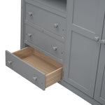Full Size Wood Loft Bed with Built-in Wardrobe, Desk, and Storage, Gray | Just Better Bunk Beds - View 10