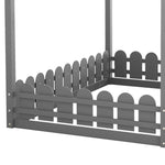 Full-Size Wooden Kids Bed with Protective Fence, House-Shaped Design in White, Gray, Espresso | Just Better Bunk Beds - View 26