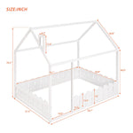 Full-Size Wooden Kids Bed with Protective Fence, House-Shaped Design in White, Gray, Espresso | Just Better Bunk Beds - Assembly View