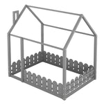 Full-Size Wooden Kids Bed with Protective Fence, House-Shaped Design in White, Gray, Espresso | Just Better Bunk Beds - View 18