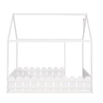 Full-Size Wooden Kids Bed with Protective Fence, House-Shaped Design in White, Gray, Espresso | Just Better Bunk Beds - View 12