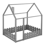 Full-Size Wooden Kids Bed with Protective Fence, House-Shaped Design in White, Gray, Espresso | Just Better Bunk Beds - View 23