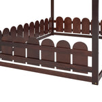 Full-Size Wooden Kids Bed with Protective Fence, House-Shaped Design in White, Gray, Espresso | Just Better Bunk Beds - View 34