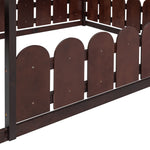 Full-Size Wooden Kids Bed with Protective Fence, House-Shaped Design in White, Gray, Espresso | Just Better Bunk Beds - View 37