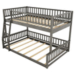 Full XL Over Queen Wood Bunk Bed with Ladder and Guardrails, Gray | Just Better Bunk Beds - View 10