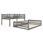 Full XL Over Queen Wood Bunk Bed with Ladder and Guardrails, Gray | Just Better Bunk Beds - View 9