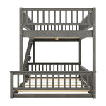 Full XL Over Queen Wood Bunk Bed with Ladder and Guardrails, Gray | Just Better Bunk Beds - View 11
