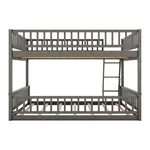 Full XL Over Queen Wood Bunk Bed with Ladder and Guardrails, Gray | Just Better Bunk Beds - View 12