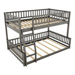 Full XL Over Queen Wood Bunk Bed with Ladder and Guardrails, Gray | Just Better Bunk Beds - View 8