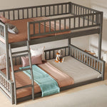 Full XL Over Queen Wood Bunk Bed with Ladder and Guardrails, Gray | Just Better Bunk Beds - View 5