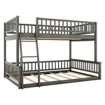 Full XL Over Queen Wood Bunk Bed with Ladder and Guardrails, Gray | Just Better Bunk Beds - View 15
