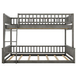 Full XL Over Queen Wood Bunk Bed with Ladder and Guardrails, Gray | Just Better Bunk Beds - View 13