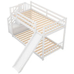 Fun and Safe Twin Over Twin Wood Bunk Bed with Slide and Stairway, Gray or White | Just Better Bunk Beds - View 19