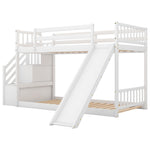 Fun and Safe Twin Over Twin Wood Bunk Bed with Slide and Stairway, Gray or White | Just Better Bunk Beds - View 26