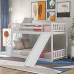 Fun and Safe Twin Over Twin Wood Bunk Bed with Slide and Stairway, Gray or White | Just Better Bunk Beds - View 14