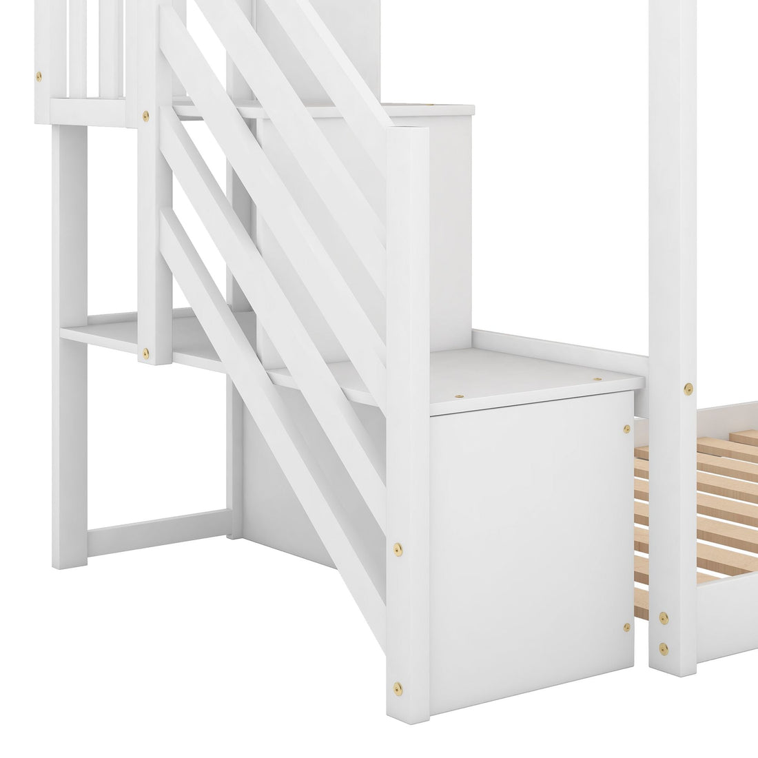 Fun and Safe Twin Over Twin Wood Bunk Bed with Slide and Stairway, Gray or White | Just Better Bunk Beds - View 22