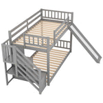 Fun and Safe Twin Over Twin Wood Bunk Bed with Slide and Stairway, Gray or White | Just Better Bunk Beds - View 5