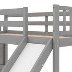Fun and Safe Twin Over Twin Wood Bunk Bed with Slide and Stairway, Gray or White | Just Better Bunk Beds - View 13