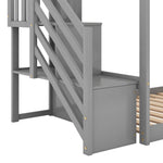 Fun and Safe Twin Over Twin Wood Bunk Bed with Slide and Stairway, Gray or White | Just Better Bunk Beds - Assembly View