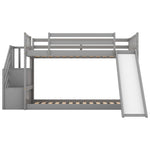Fun and Safe Twin Over Twin Wood Bunk Bed with Slide and Stairway, Gray or White | Just Better Bunk Beds - View 11