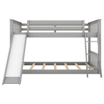 Fun Full Over Full Wood Bunk Bed with Convertible Slide or Ladder, Gray | Just Better Bunk Beds - View 14