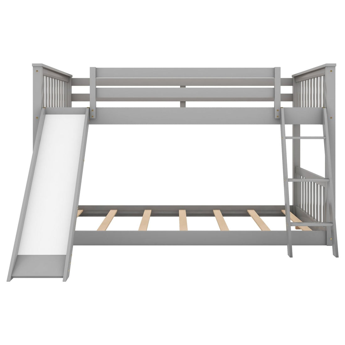 Fun Full Over Full Wood Bunk Bed with Convertible Slide or Ladder, Gray | Just Better Bunk Beds - View 14