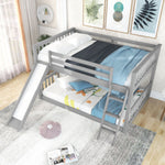 Fun Full Over Full Wood Bunk Bed with Convertible Slide or Ladder, Gray | Just Better Bunk Beds - Side View