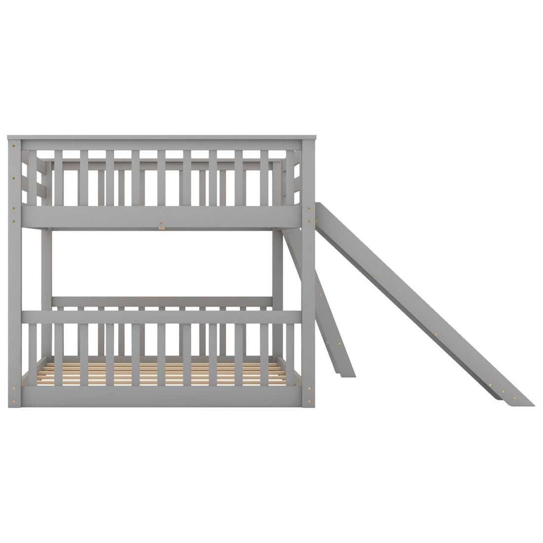 Fun Full Over Full Wood Bunk Bed with Convertible Slide or Ladder, Gray | Just Better Bunk Beds - View 13