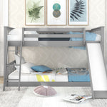 Fun Full Over Full Wood Bunk Bed with Convertible Slide or Ladder, Gray | Just Better Bunk Beds - Assembly View