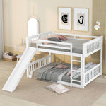 Fun Full Over Full Wood Bunk Bed with Slide and Safety Guardrails, White or Grey | Just Better Bunk Beds - View 22