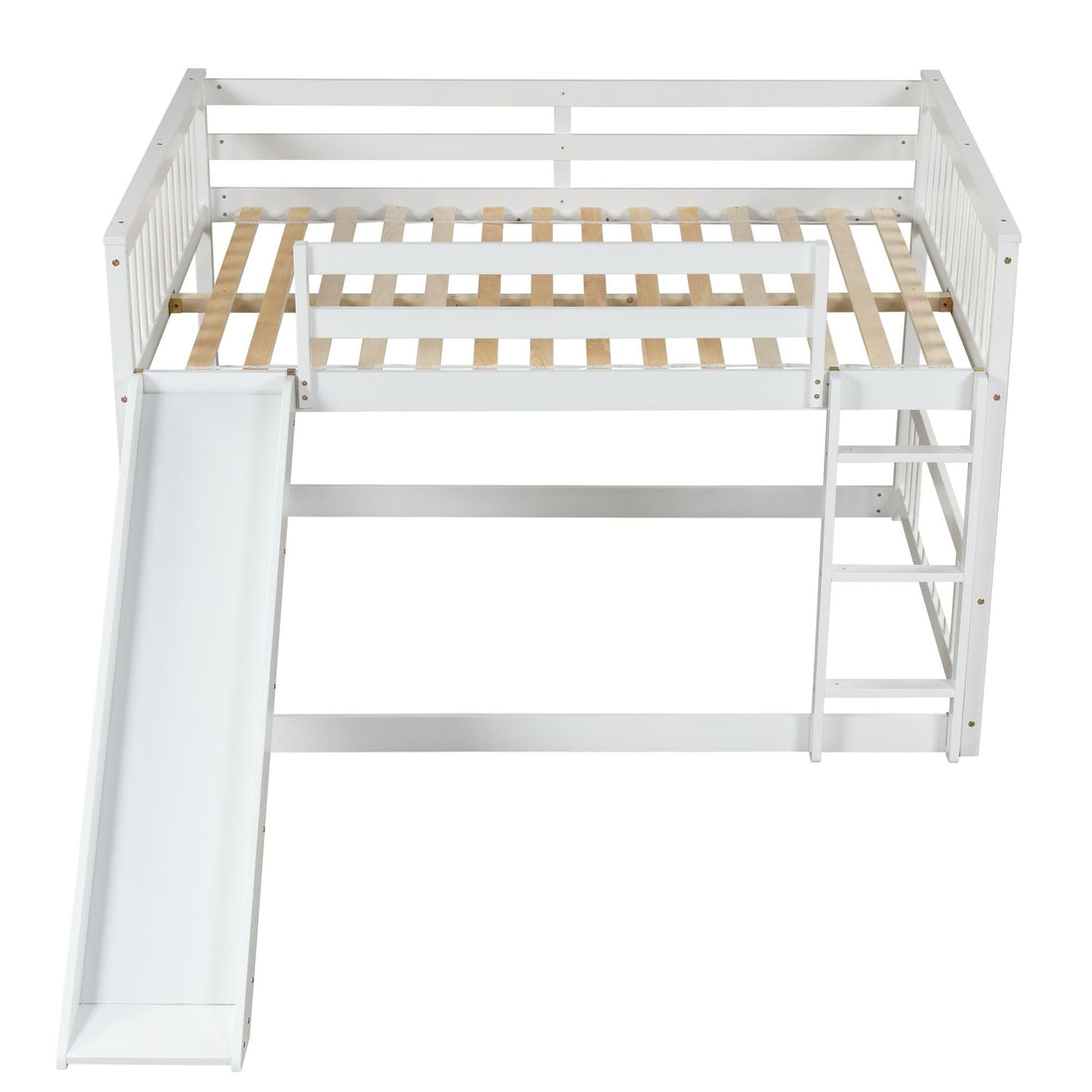 Fun Full Over Full Wood Bunk Bed with Slide and Safety Guardrails, White or Grey | Just Better Bunk Beds - View 34
