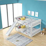 Fun Full Over Full Wood Bunk Bed with Slide and Safety Guardrails, White or Grey | Just Better Bunk Beds - View 26