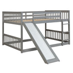 Fun Full Over Full Wood Bunk Bed with Slide and Safety Guardrails, White or Grey | Just Better Bunk Beds - View 12