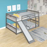 Fun Full Over Full Wood Bunk Bed with Slide and Safety Guardrails, White or Grey | Just Better Bunk Beds - View 15