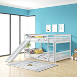 Fun Full Over Full Wood Bunk Bed with Slide and Safety Guardrails, White or Grey | Just Better Bunk Beds - View 28