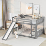 Fun Full Over Full Wood Bunk Bed with Slide and Safety Guardrails, White or Grey | Just Better Bunk Beds - Detail View