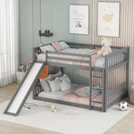 Fun Full Over Full Wood Bunk Bed with Slide and Safety Guardrails, White or Grey | Just Better Bunk Beds - View 5