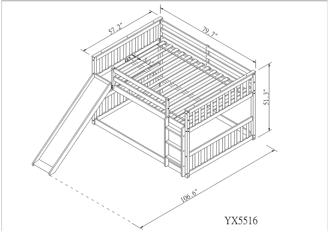 Fun Full Over Full Wood Bunk Bed with Slide and Safety Guardrails, White or Grey | Just Better Bunk Beds - View 9
