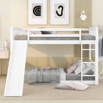 Fun Full Over Full Wood Bunk Bed with Slide and Safety Guardrails, White or Grey | Just Better Bunk Beds - View 21