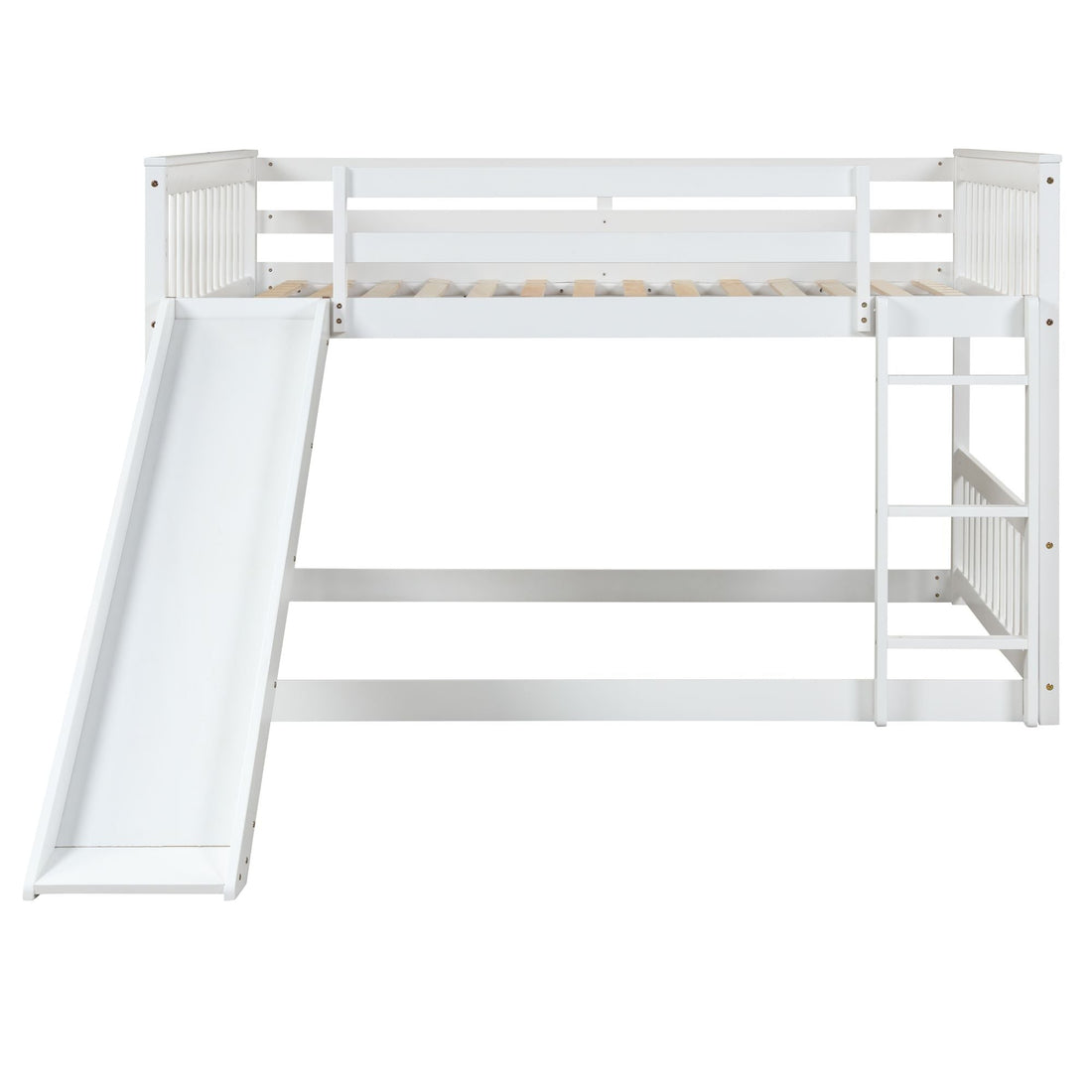 Fun Full Over Full Wood Bunk Bed with Slide and Safety Guardrails, White or Grey | Just Better Bunk Beds - View 30