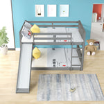 Fun Full Over Full Wood Bunk Bed with Slide and Safety Guardrails, White or Grey | Just Better Bunk Beds - View 18