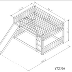 Fun Full Over Full Wood Bunk Bed with Slide and Safety Guardrails, White or Grey | Just Better Bunk Beds - View 35