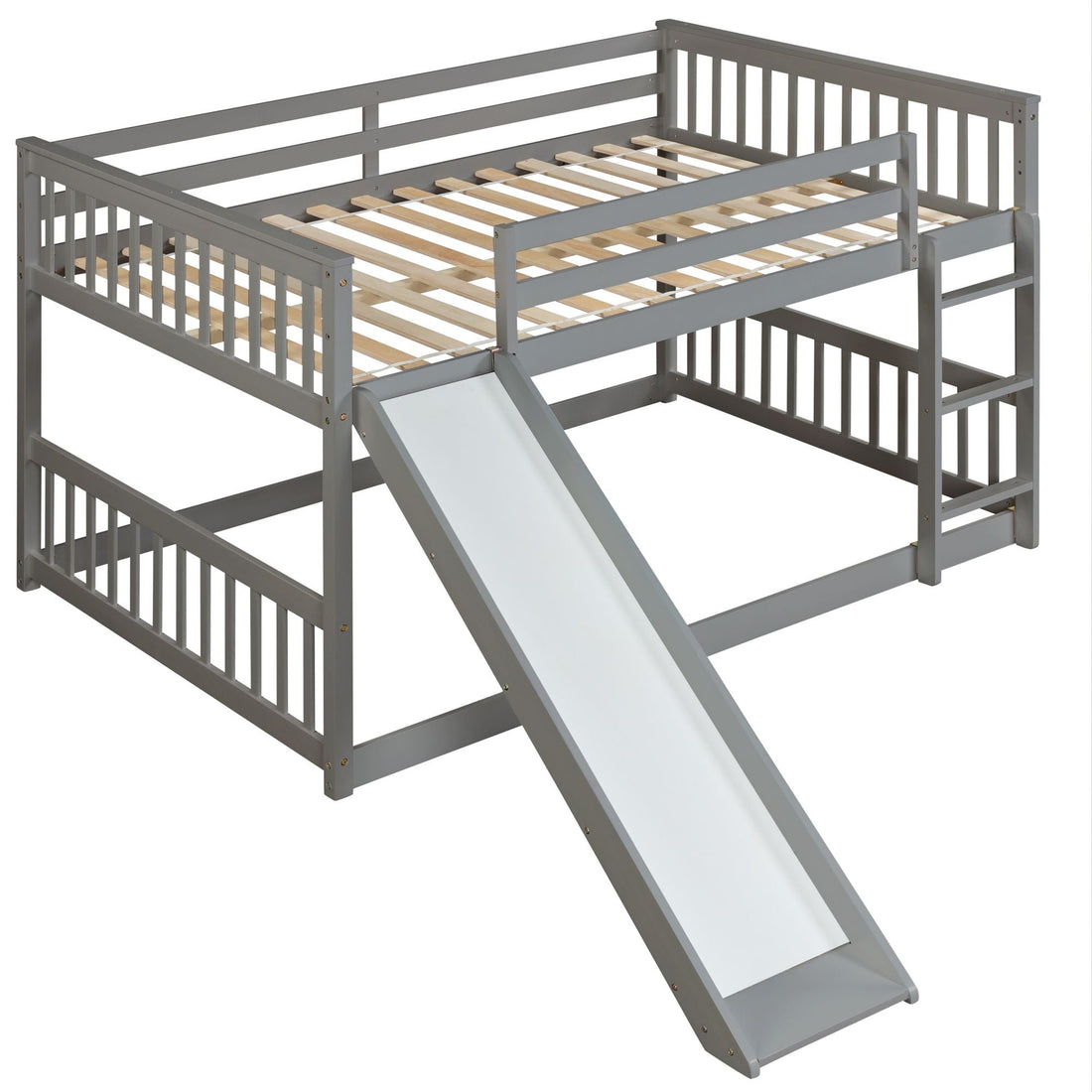Fun Full over Full Wood Bunk Bed with Slide in White or Grey | Just Better Bunk Beds - View 11