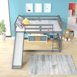 Fun Full over Full Wood Bunk Bed with Slide in White or Grey | Just Better Bunk Beds - View 7