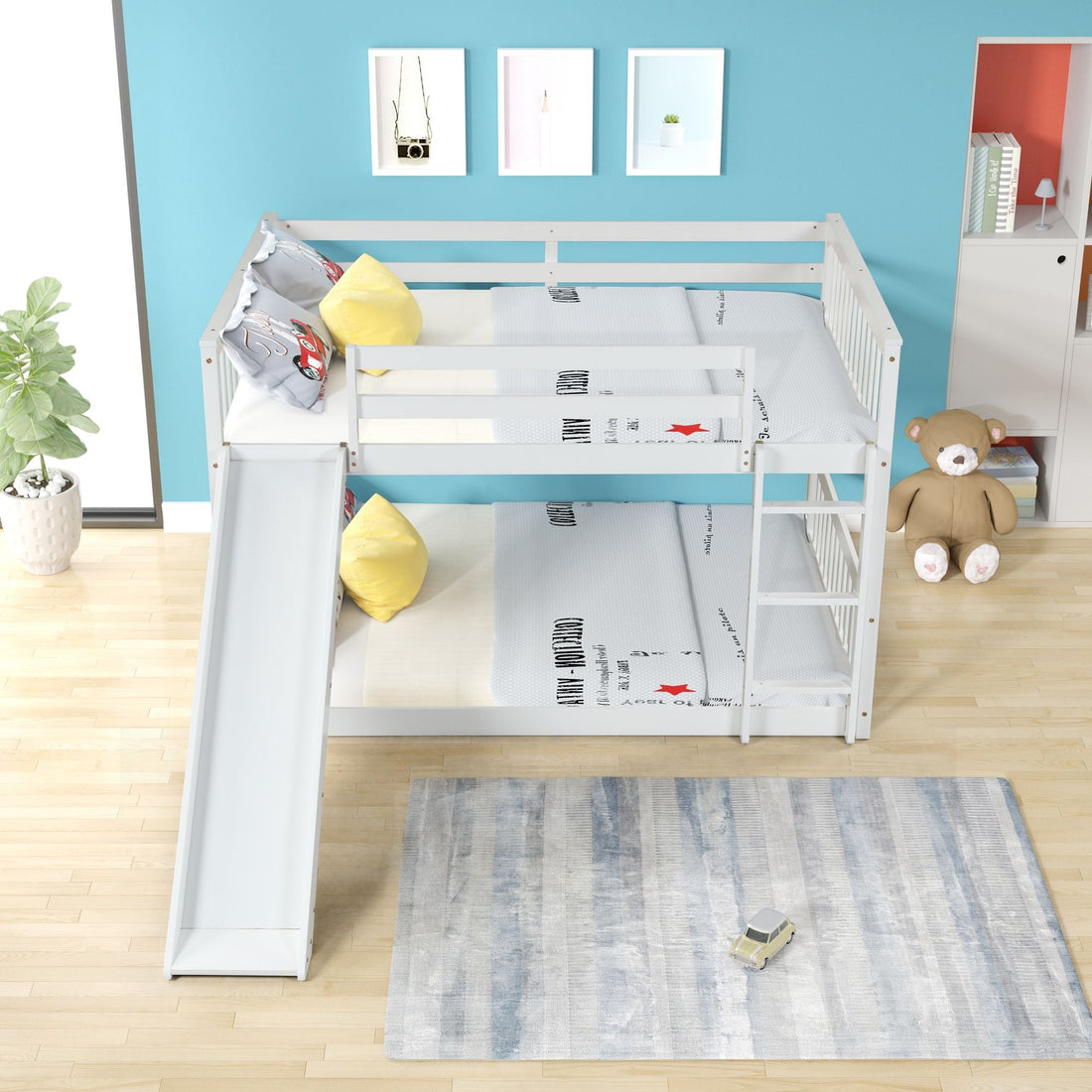Fun Full over Full Wood Bunk Bed with Slide in White or Grey | Just Better Bunk Beds - View 25